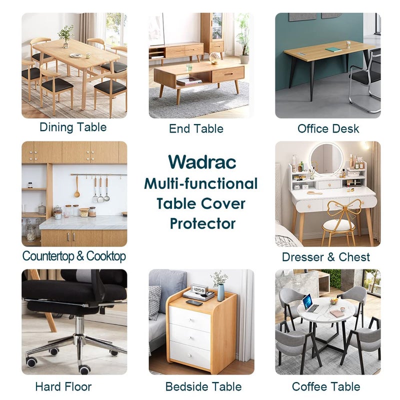 Wadrac 32x60 In Dining Room Table Protector Clear PVC Table Cloths for Coffee Play Game Sofa Garden Tabletop Craft Table Runner Scratchproof Water Resistant Easy Clean Wipeable Office Desk Top Protection - Image 3